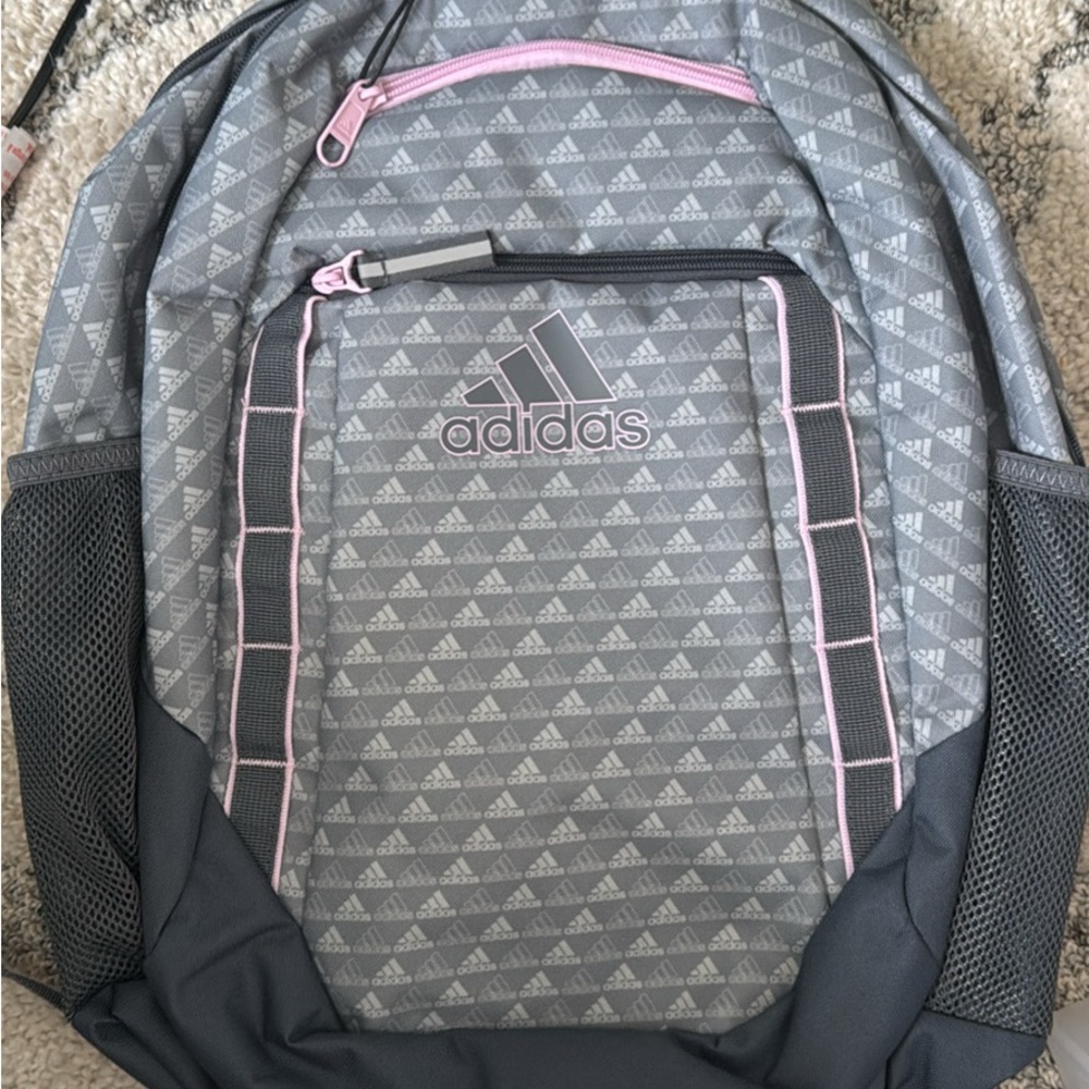 Adidas Gray and Pink Backpack